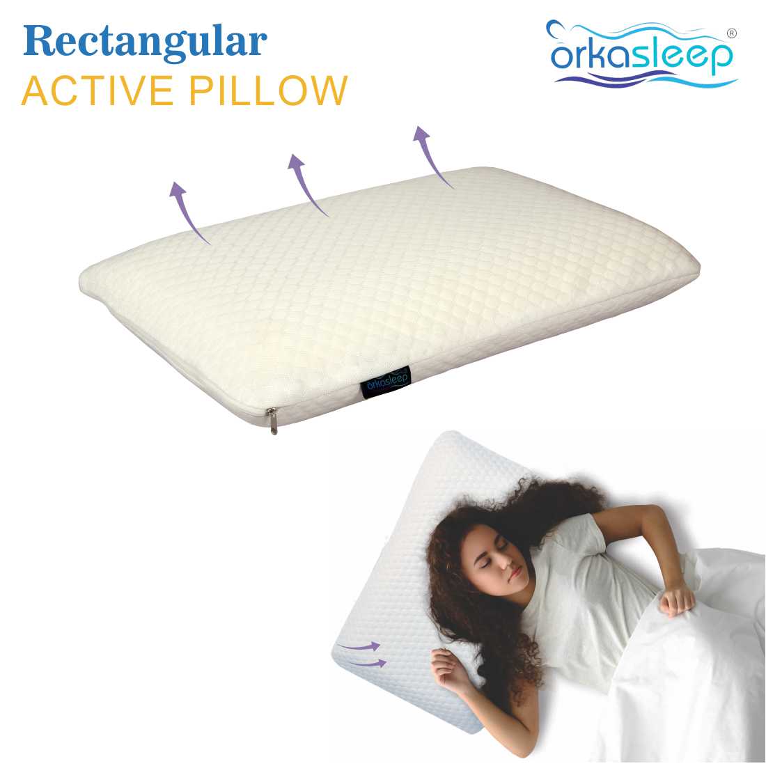 Orkasleep Active Rectangular Orthopedic Neck Support Pillow for Sleeping & Shoulder Pain Memory Foam Solid Sleeping Pillow Pack of 1 view 2